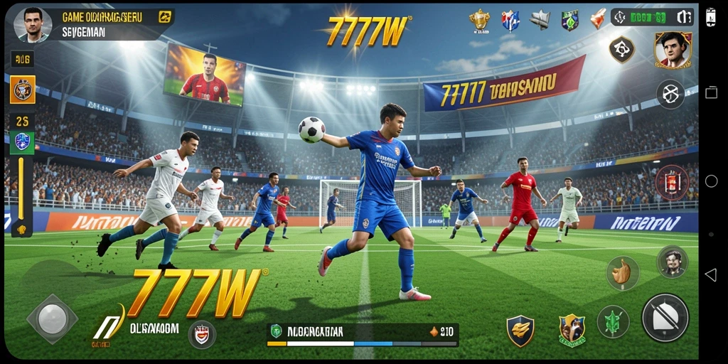 Screenshot menunjukkan aksi seru dalam game olahraga 7777W.