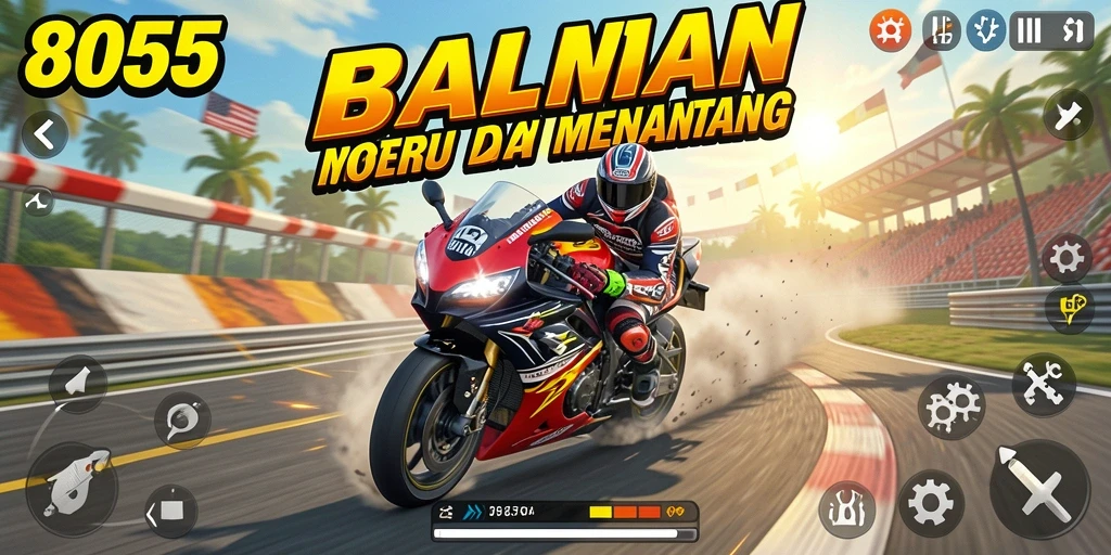 Gameplay seru balapan motor di sirkuit yang menantang.