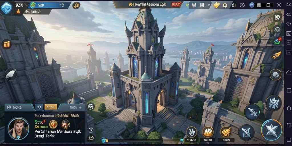 Tampilan gameplay menara pertahanan dalam 9ZK yang seru dan menantang.