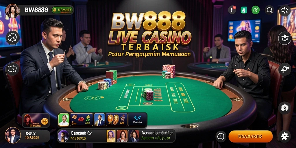 Tampilan gameplay BW888 yang menarik dengan dealer profesional di Live Casino.