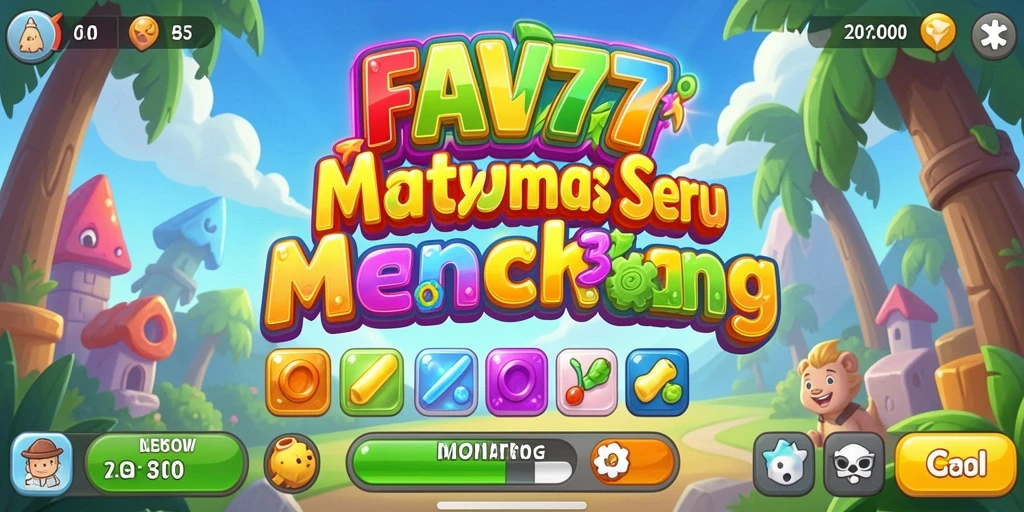 Tampilan gameplay seru <strong>FAV77</strong> dengan pertandingan objek Match-3.