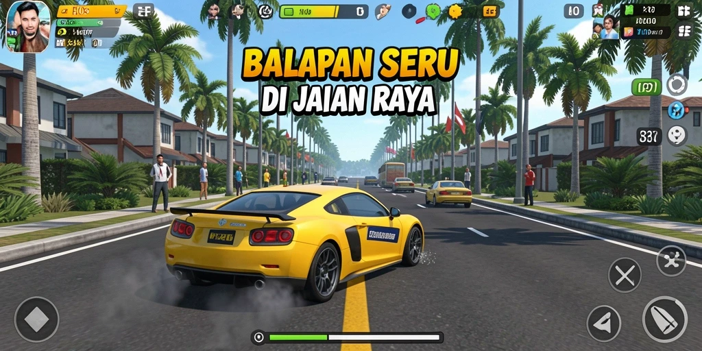 Gameplay Racing HO3 yang mendebarkan dan penuh aksi.