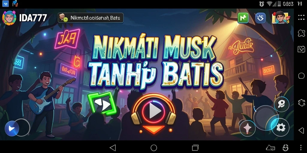 Screenshot utama IDA777 menampilkan gameplay musik yang seru.