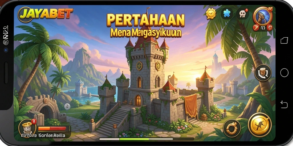 Tangkapan layar menunjukkan aksi menara pertahanan yang epik dalam JAYABET.