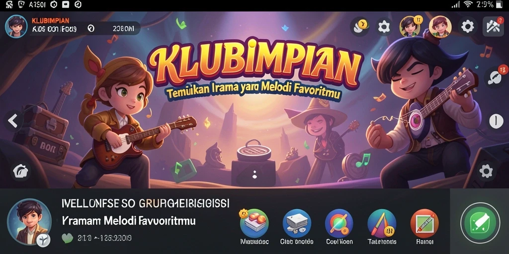 Screenshot permainan KLUBIMPIAN menampilkan aksi seru dalam musik.