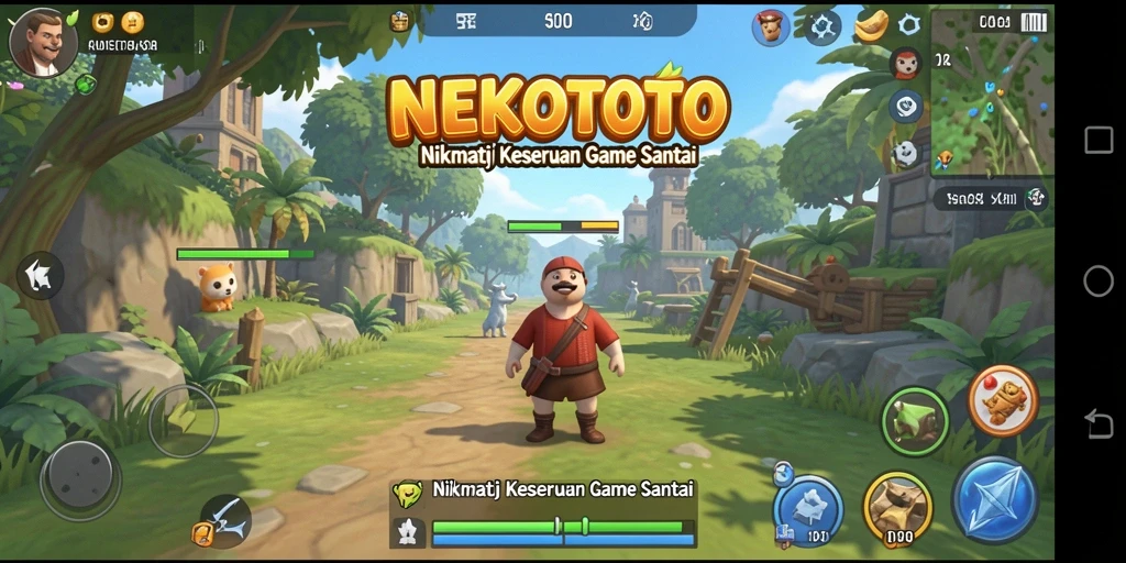 Tampilan gameplay NEKOTOTO yang cerah dan menarik.
