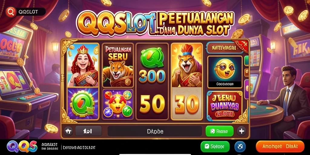 Tampilan gameplay QQSLOT yang menarik dengan berbagai tema petualangan.