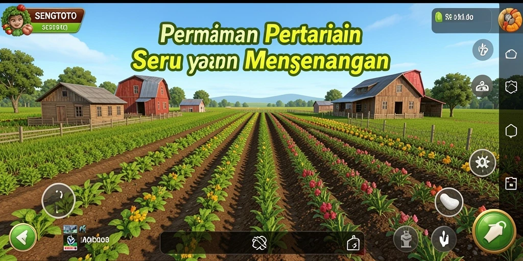 Tampilan gameplay SENGTOTO yang menampilkan keseruan bertani.