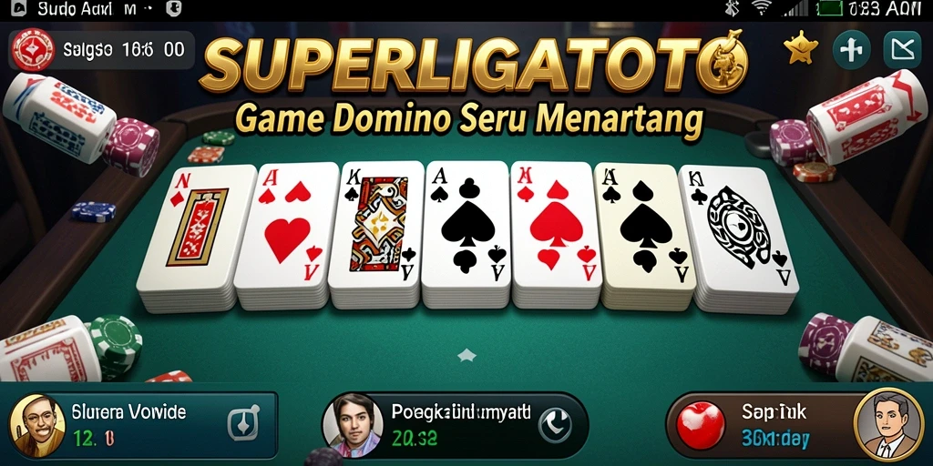 Screenshot utama SUPERLIGATOTO menampilkan gameplay Domino yang menegangkan.